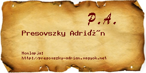 Presovszky Adrián névjegykártya